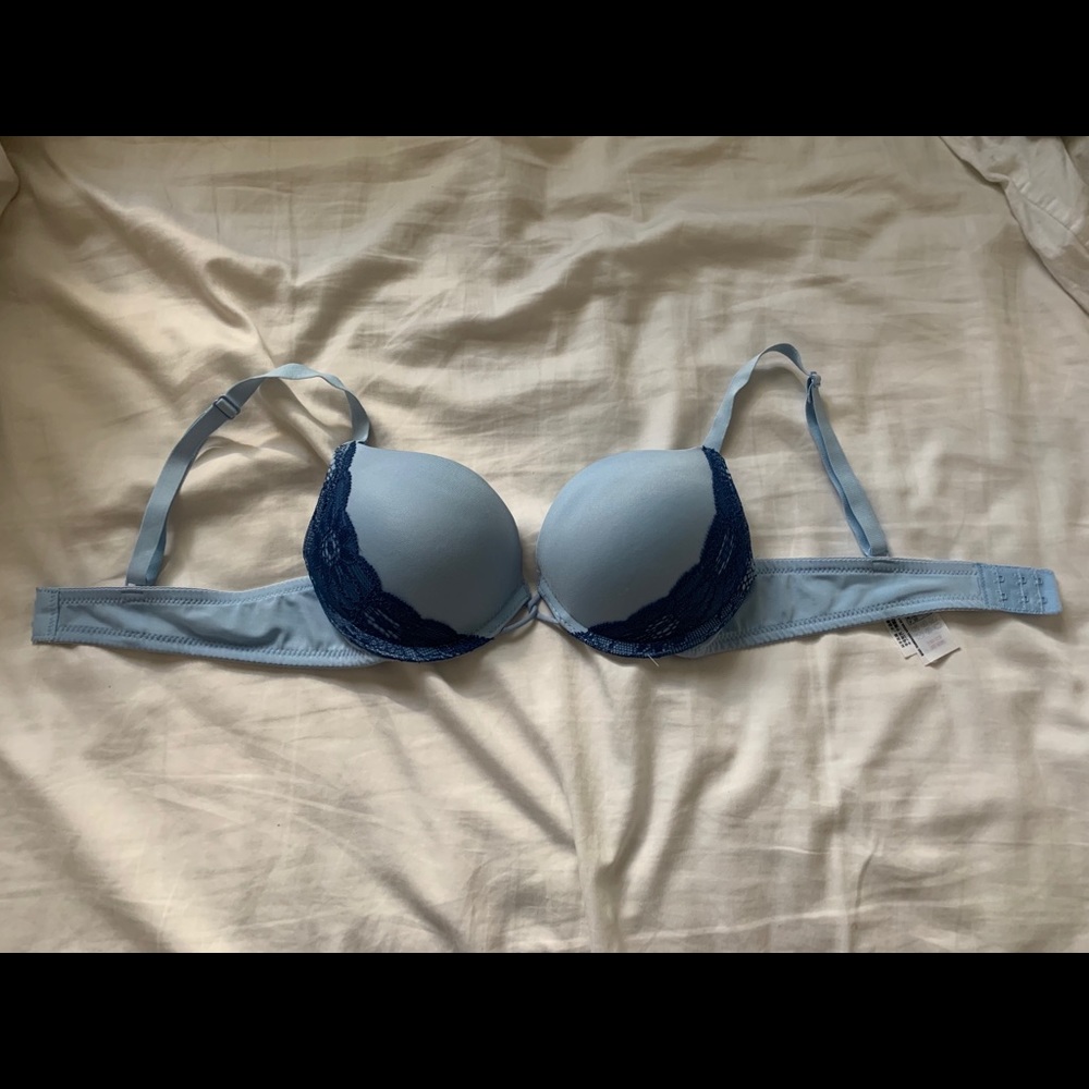 Blue push up bra